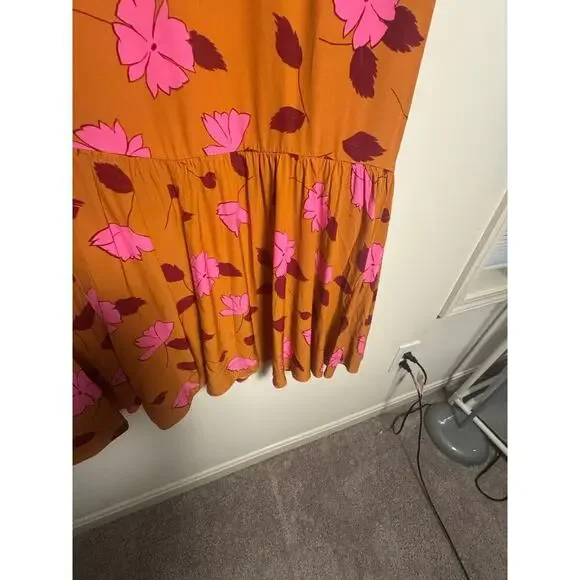 Rhode Anton Midi Dress Size 14 Pink and maroon floral - Picture 6 of 8